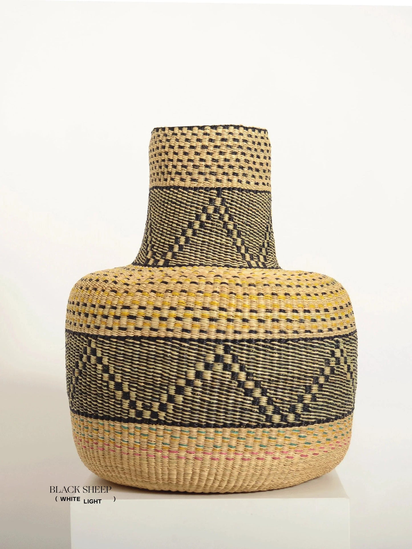Medium Ghana Bolga 'Linka' Basket  NATURAL + BLACK