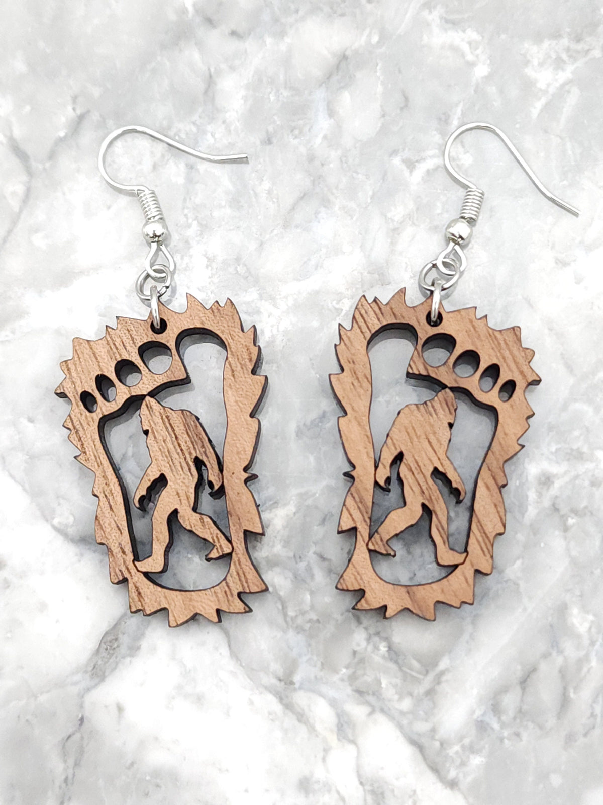 Bigfoot Walnut Plywood Earrings
