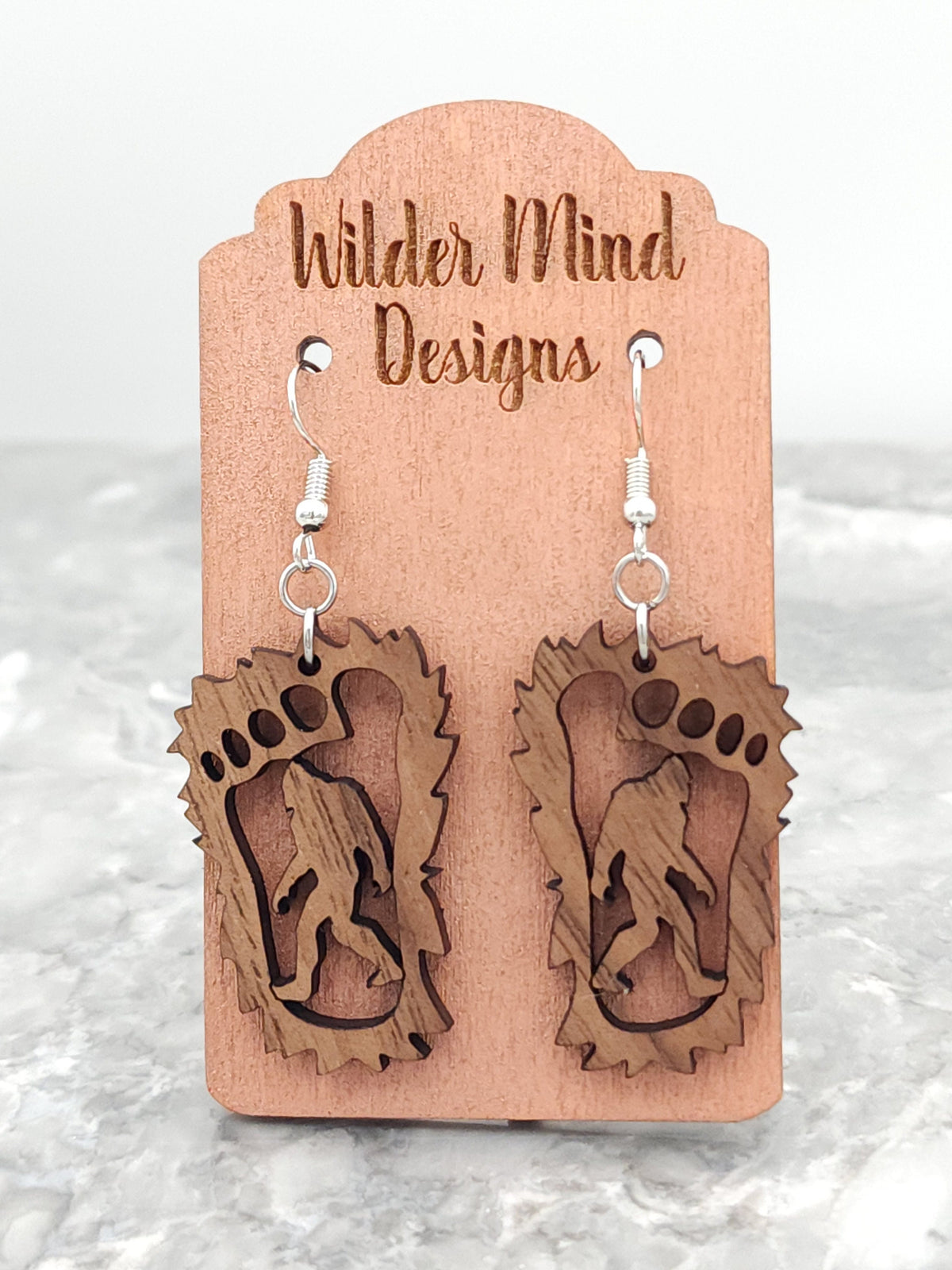 Bigfoot Walnut Plywood Earrings