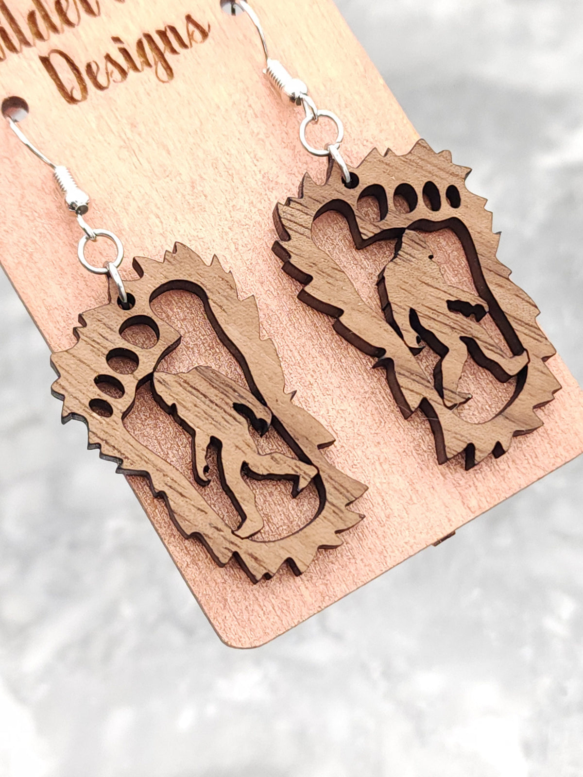 Bigfoot Walnut Plywood Earrings