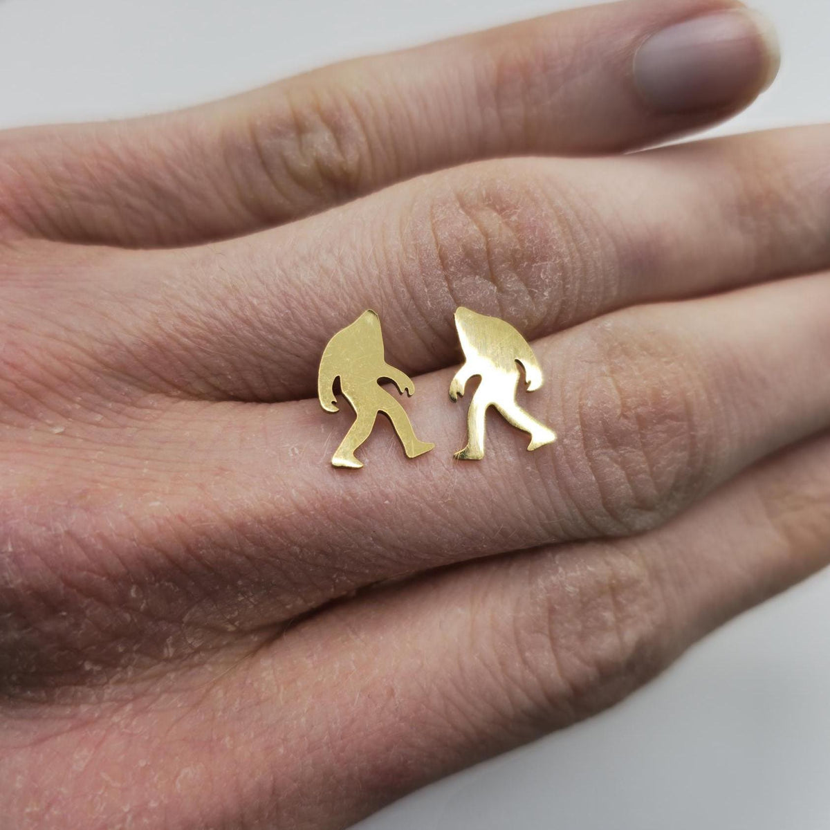Yeti Abominable Snowman Stud Earrings Stainless Steel