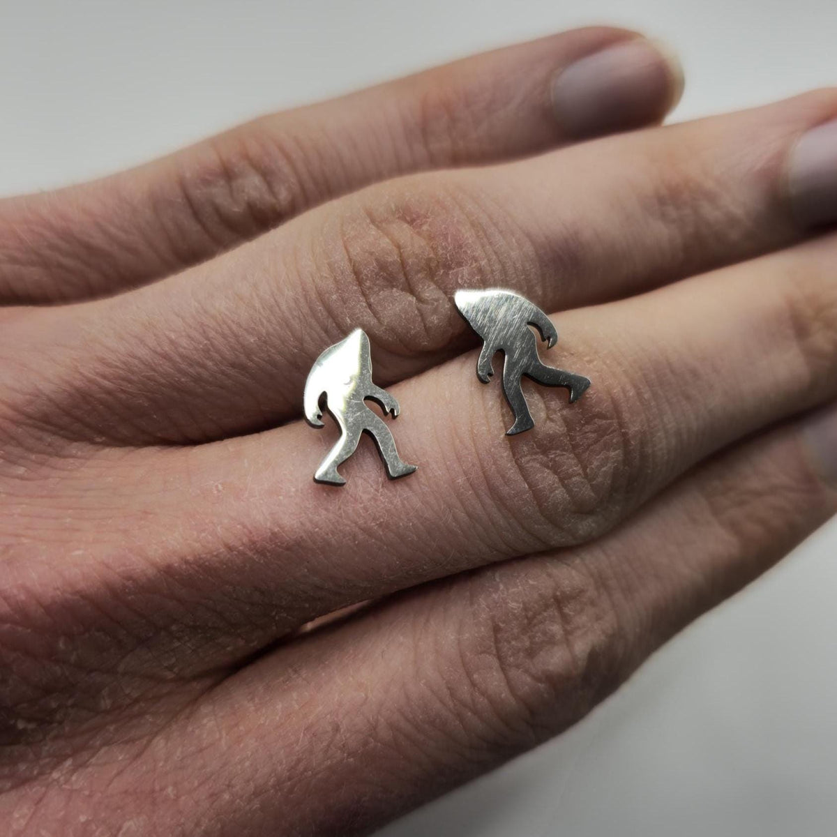 Yeti Abominable Snowman Stud Earrings Stainless Steel