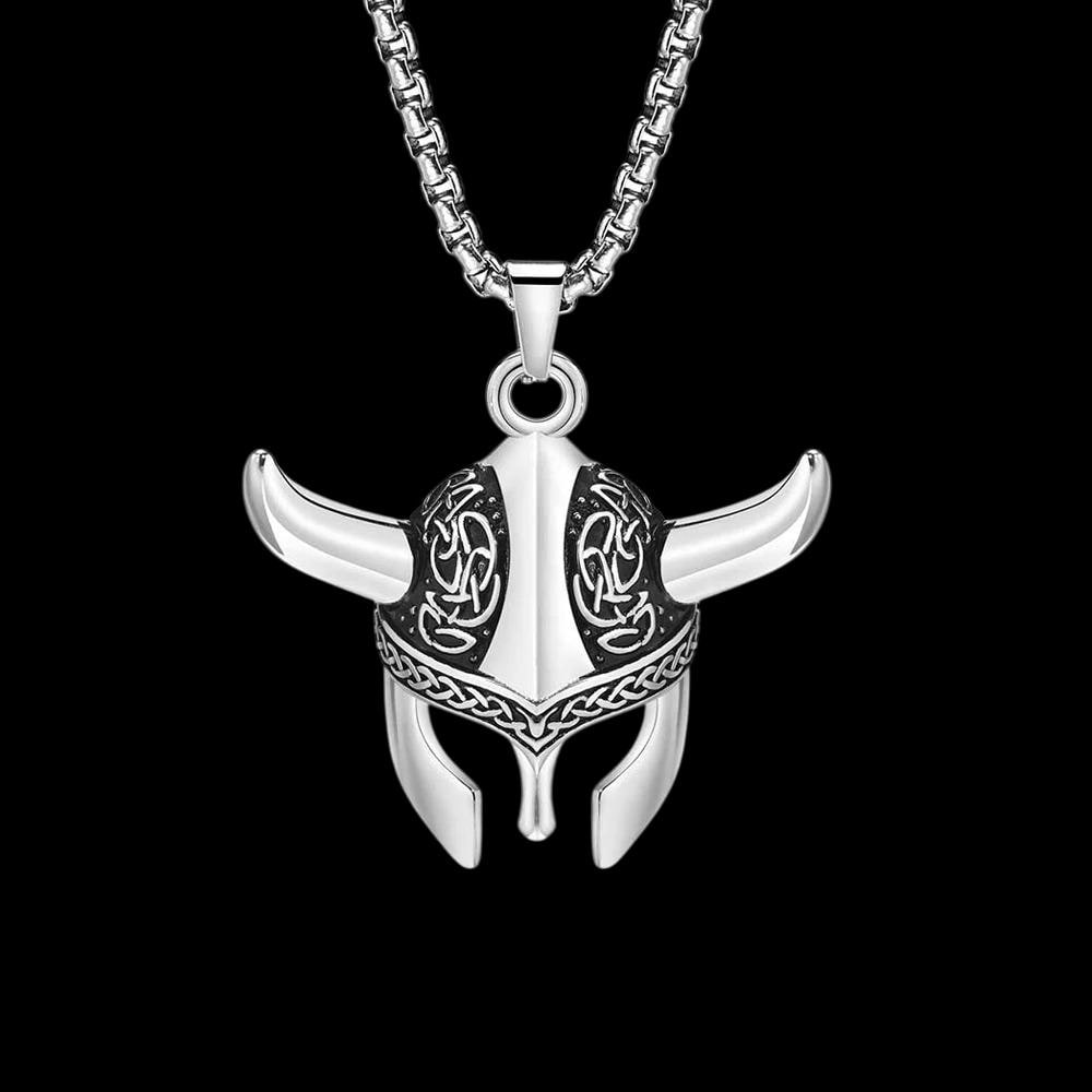 Viking Horned Helmet Pendant Necklace 1.6″
