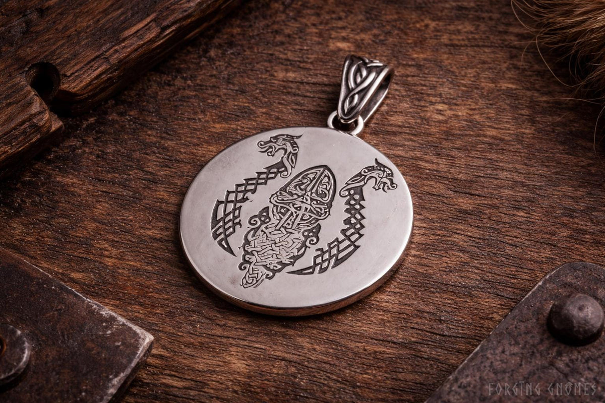 Viking Ship Warrior Stainless Steel Pendant Necklace 1.2″