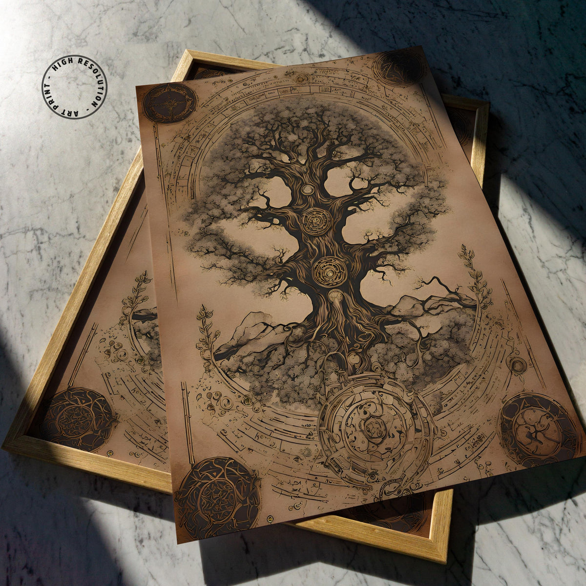 Norse Mythology Wall Art Set of 3 Yggdrasil Viking Ship Vegvisir Prints