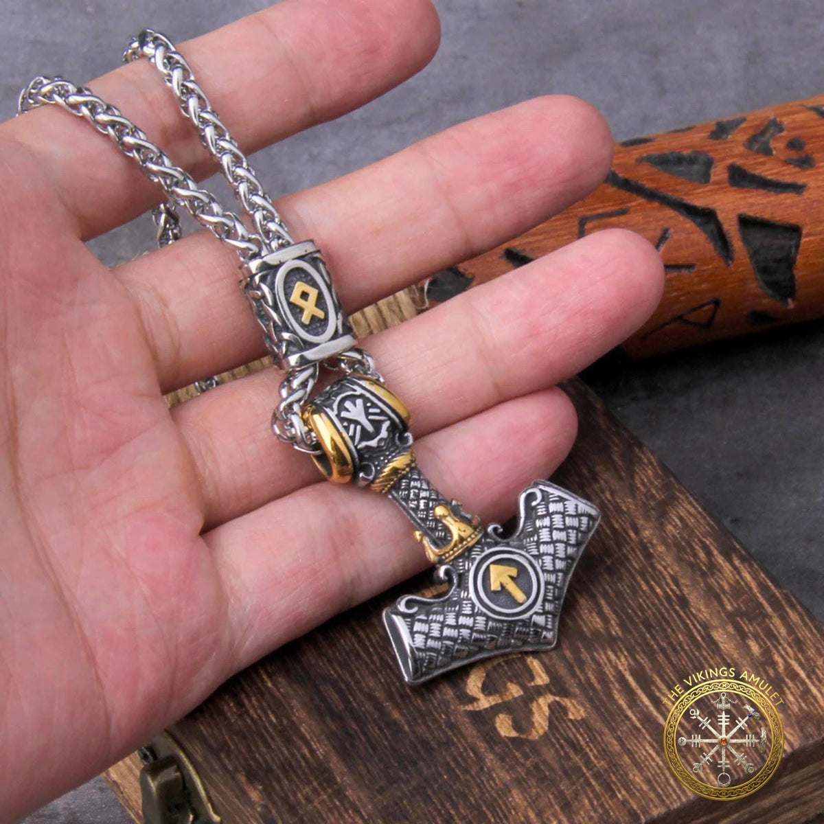Viking Mjolnir Thor's Hammer Stainless Steel Pendant Necklace
