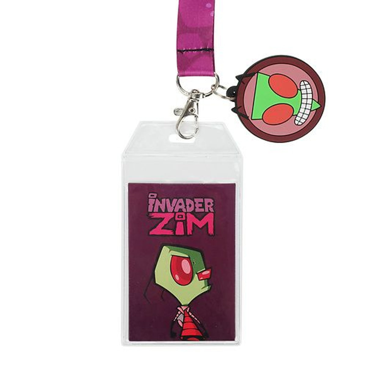 Invader Zim Purple Lanyard with Invader Zim Head Charm