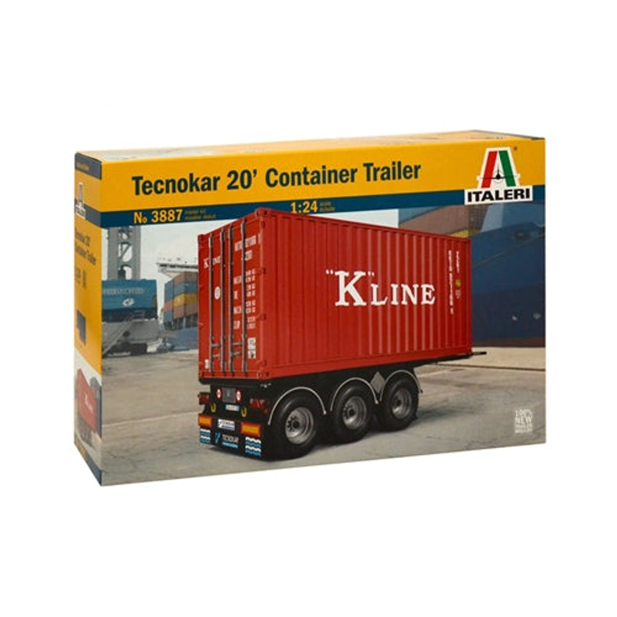 Italeri 3887 Tecnokar 20' Container Trailer 1/24 Plastic Model Kit NIB