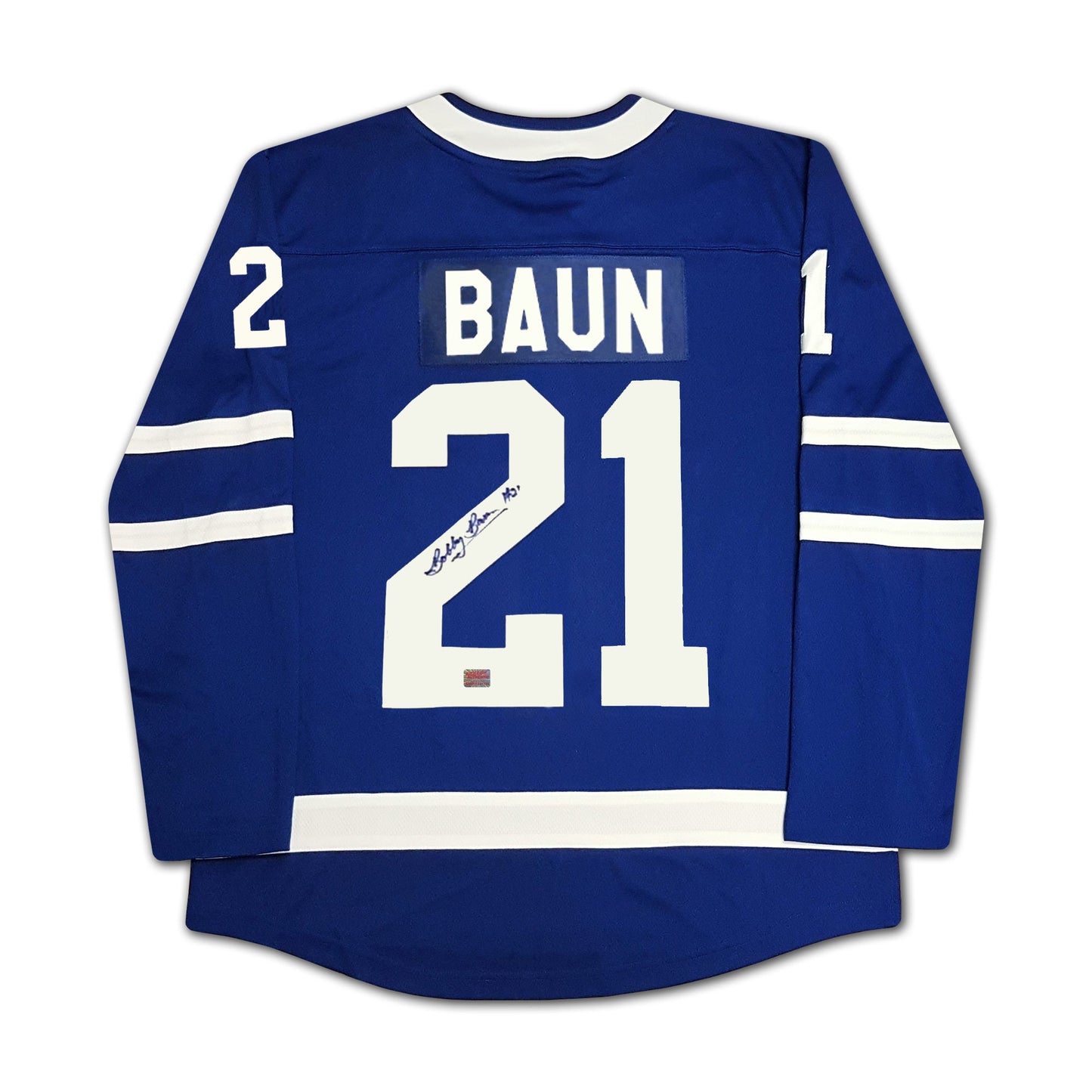 BOBBY BAUN AUTOGRAPHED TORONTO MAPLE LEAFS BLUE JERSEY – SIGNED NHL HOCKEY MEMORABILIA COLLECTIBLE (SIZE L OR XL)