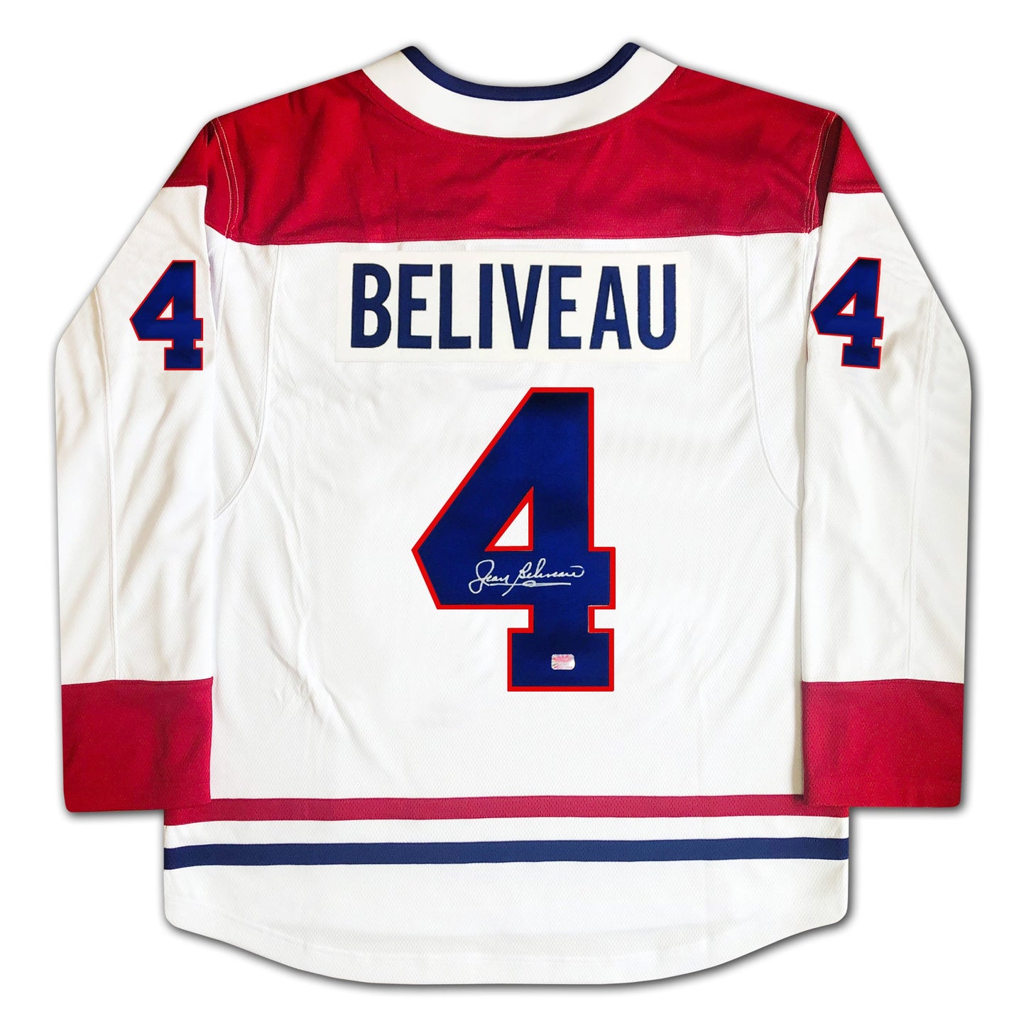 JEAN BELIVEAU AUTOGRAPHED MONTREAL CANADIENS WHITE JERSEY – SIGNED NHL HOCKEY MEMORABILIA COLLECTIBLE (SIZE L OR XL)