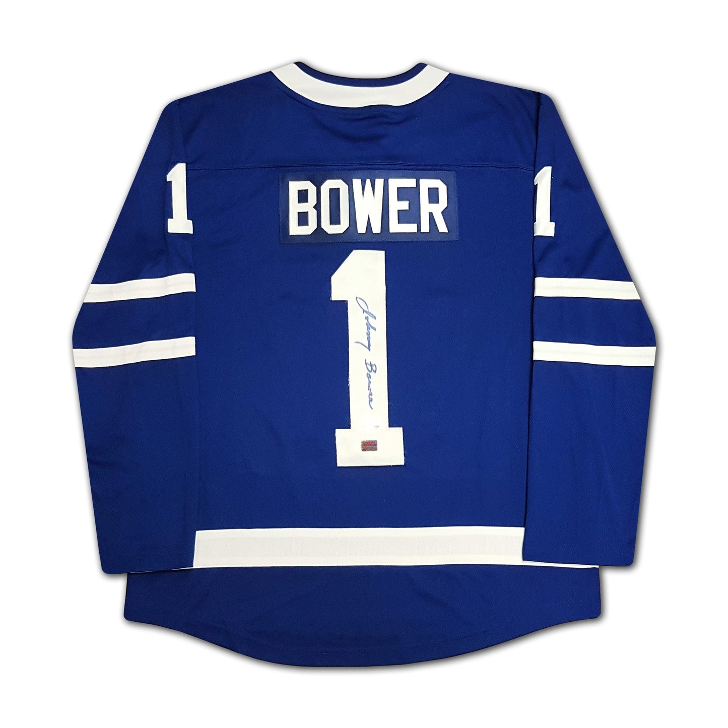 JOHNNY BOWER AUTOGRAPHED TORONTO MAPLE LEAFS BLUE JERSEY – SIGNED NHL HOCKEY MEMORABILIA COLLECTIBLE (SIZE L OR XL)