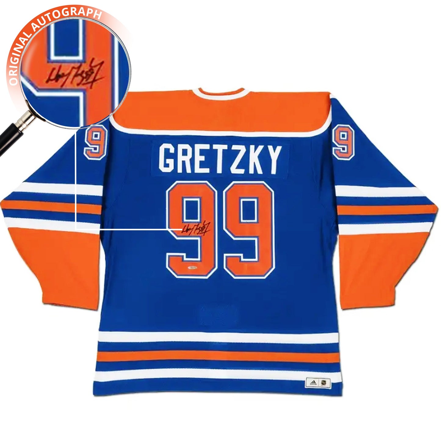 WAYNE GRETZKY AUTOGRAPHED EDMONTON OILERS BLUE JERSEY – UDA COA – THE GREAT ONE SIGNED NHL HOCKEY MEMORABILIA COLLECTIBLE (SIZE L OR XL)