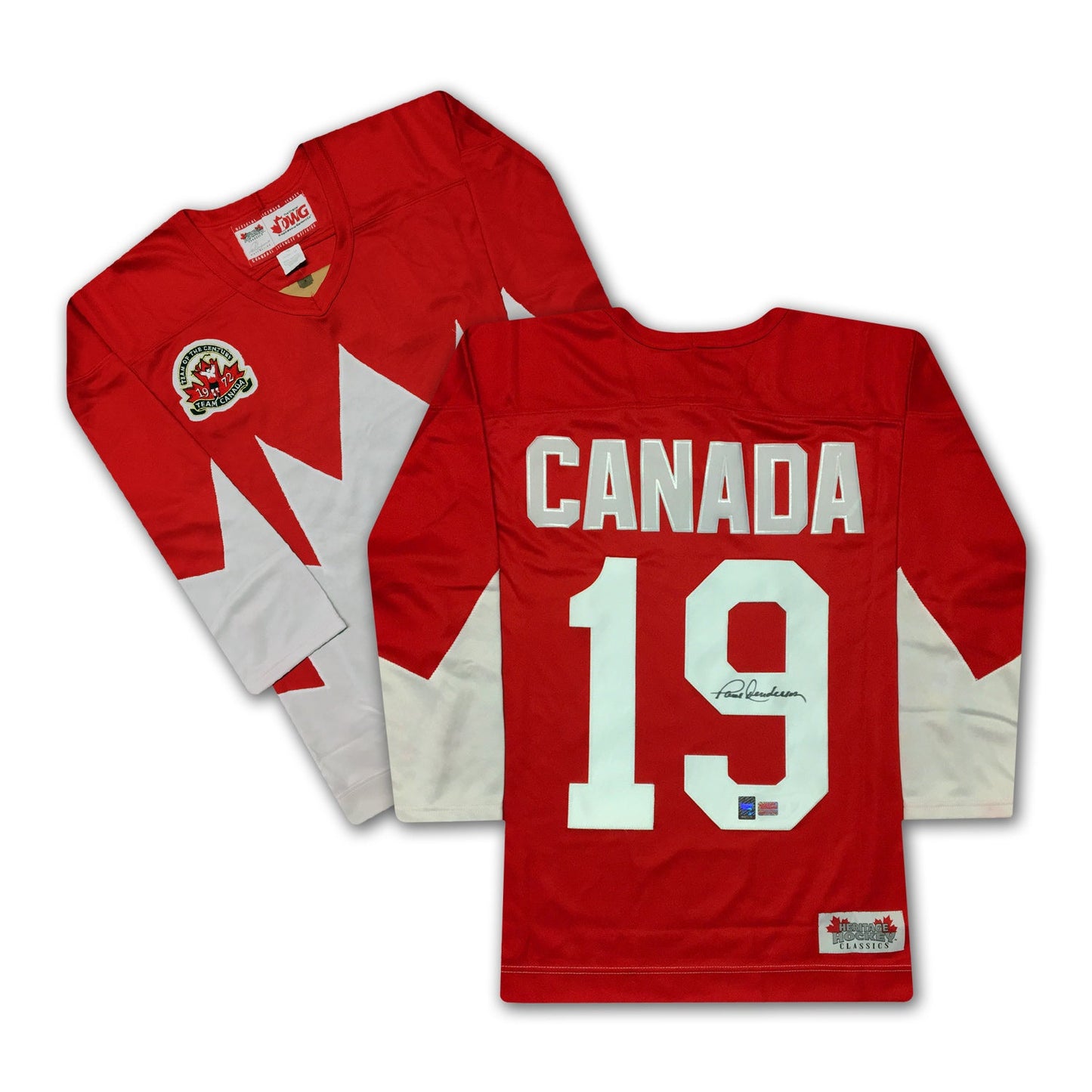 PAUL HENDERSON TEAM CANADA AUTOGRAPHED 1972 SUMMIT SERIES RED JERSEY – SIGNED HOCKEY MEMORABILIA COLLECTIBLE (SIZE L OR XL)
