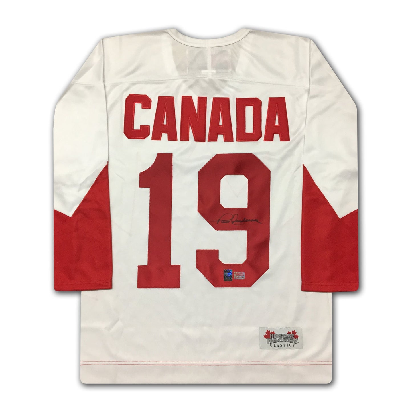 PAUL HENDERSON TEAM CANADA AUTOGRAPHED 1972 SUMMIT SERIES WHITE JERSEY – SIGNED HOCKEY MEMORABILIA COLLECTIBLE (SIZE L OR XL)