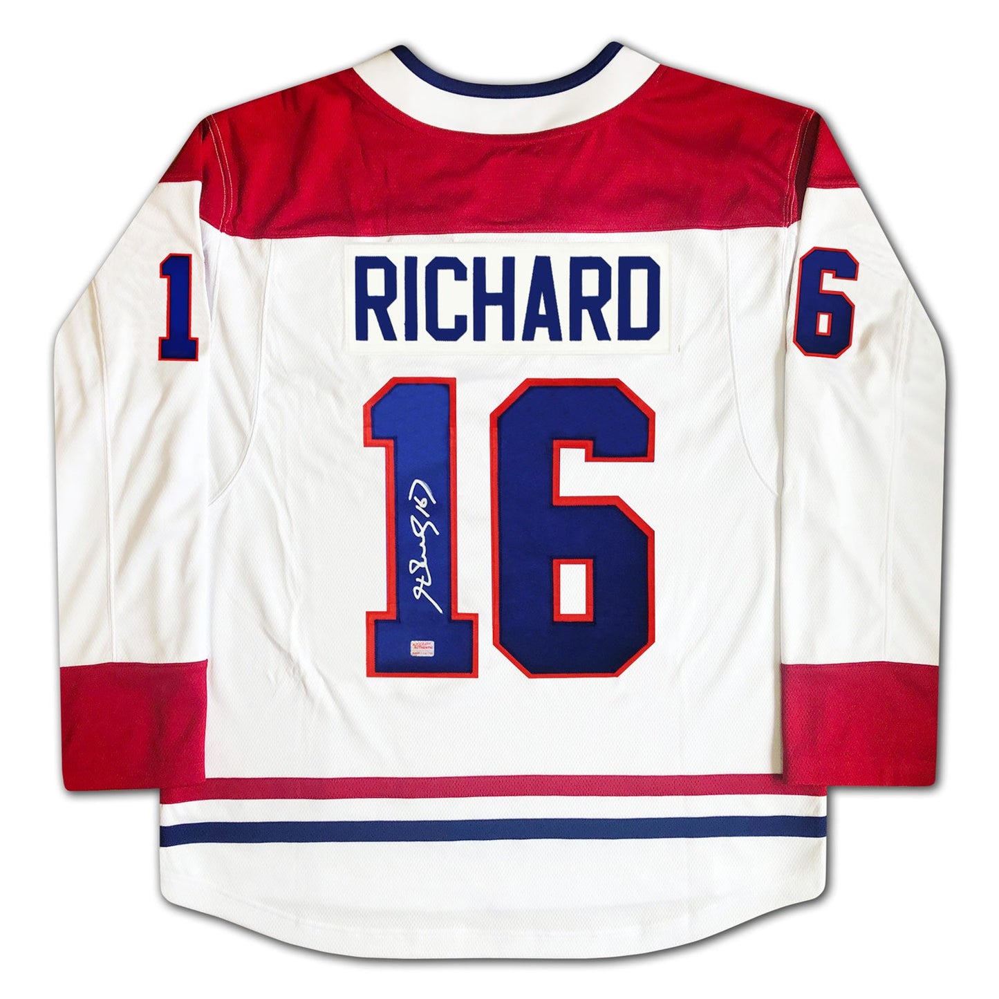 HENRI RICHARD AUTOGRAPHED MONTREAL CANADIENS WHITE JERSEY – SIGNED NHL HOCKEY MEMORABILIA COLLECTIBLE (SIZE L OR XL)