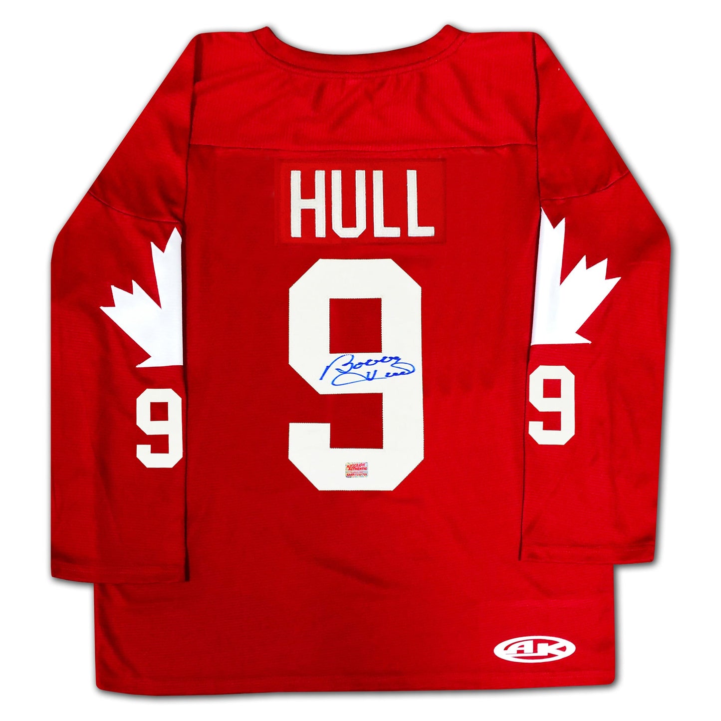 BOBBY HULL AUTOGRAPHED TEAM CANADA RED JERSEY – SIGNED NHL HOCKEY MEMORABILIA COLLECTIBLE (SIZE L OR XL)
