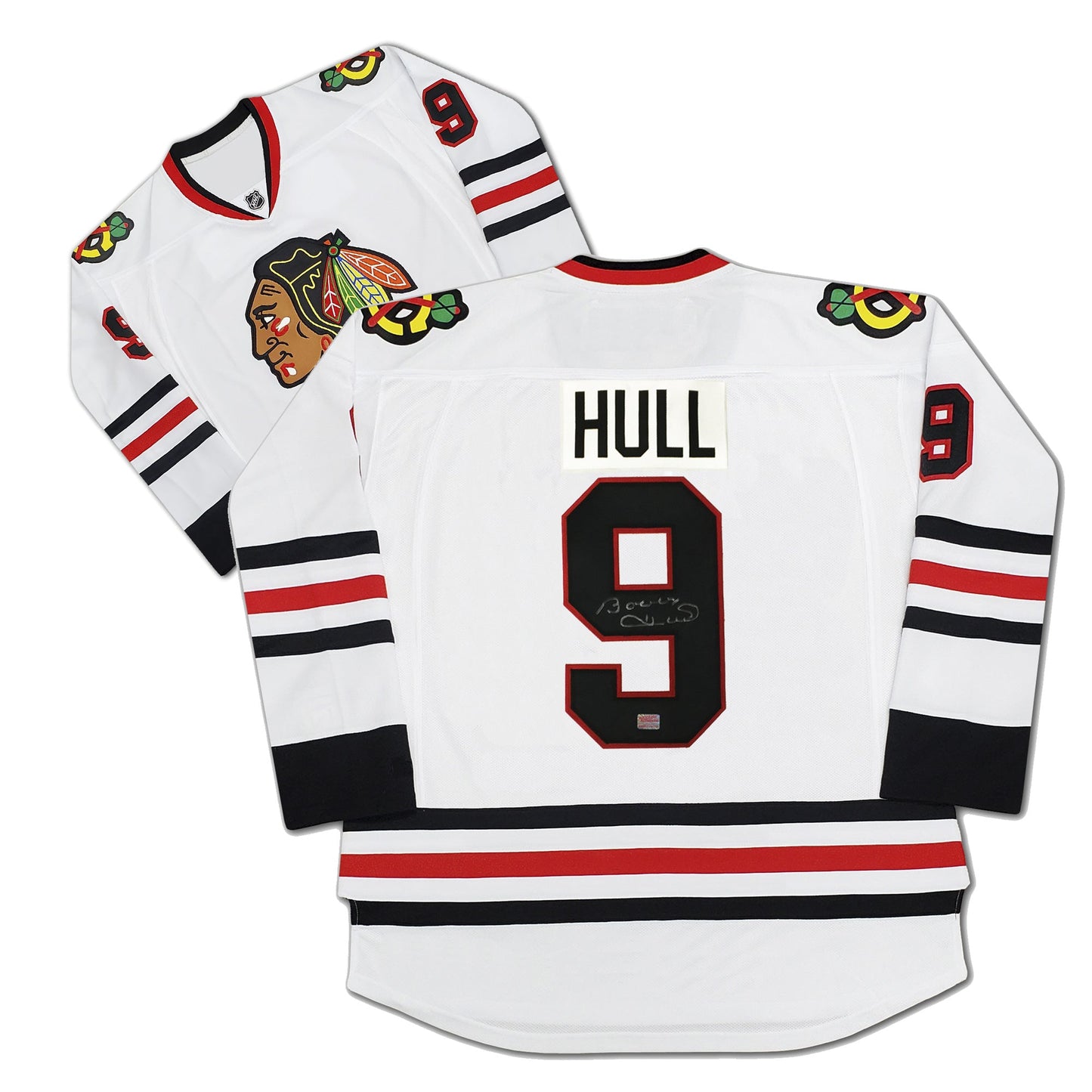 BOBBY HULL AUTOGRAPHED CHICAGO BLACKHAWKS WHITE JERSEY – SIGNED NHL HOCKEY MEMORABILIA COLLECTIBLE (SIZE L OR XL)