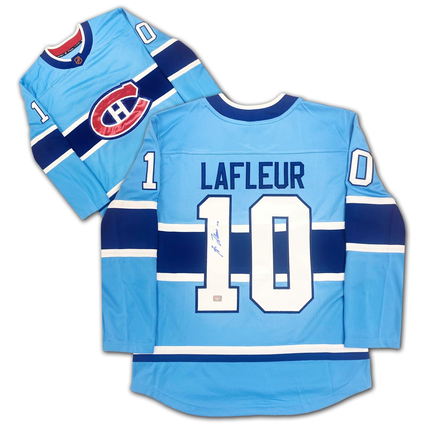 GUY LAFLEUR AUTOGRAPHED MONTREAL CANADIENS LIGHT BLUE SPECIAL EDITION JERSEY – SIGNED NHL HOCKEY COLLECTIBLE (SIZE L OR XL)