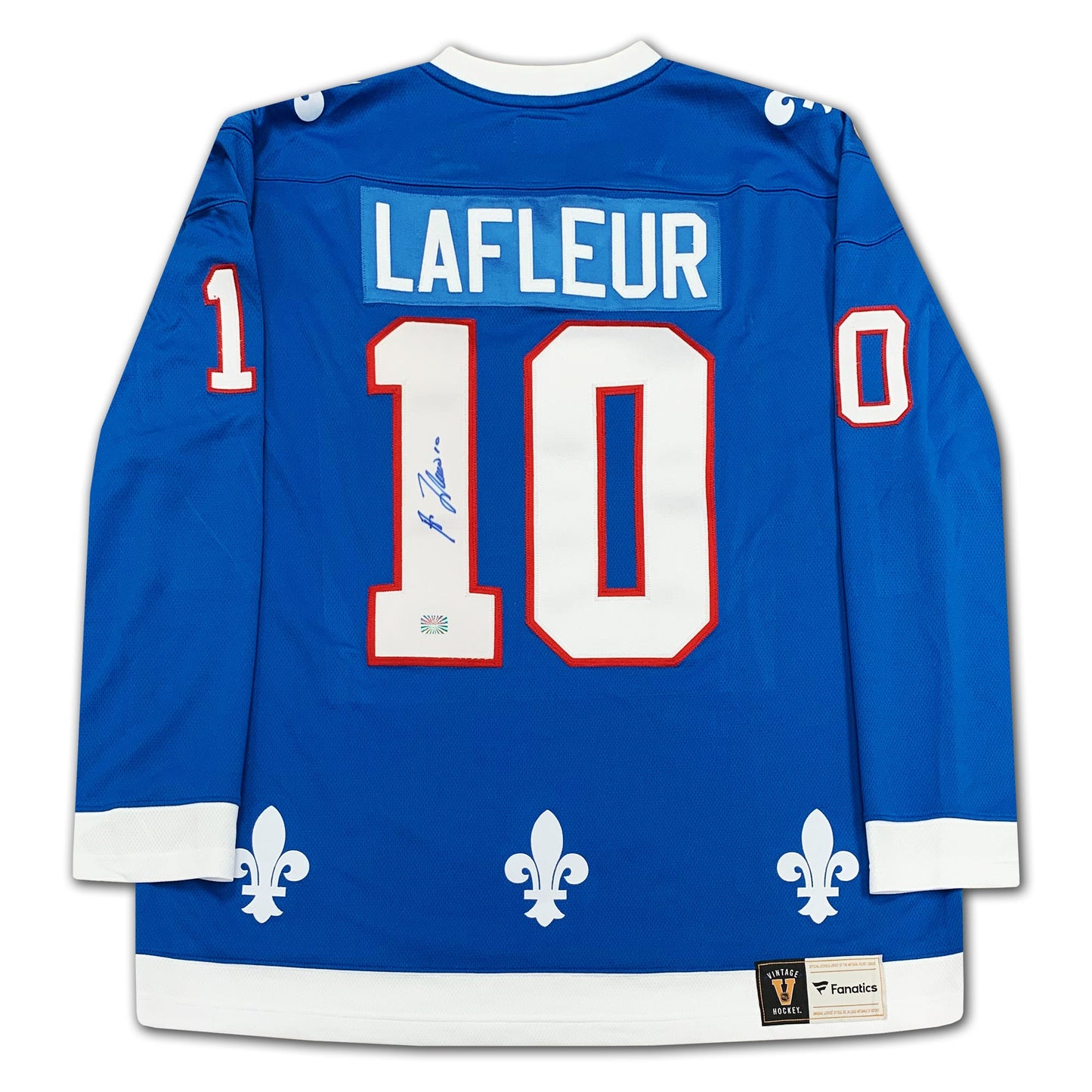 GUY LAFLEUR AUTOGRAPHED QUEBEC NORDIQUES BLUE JERSEY – SIGNED NHL HOCKEY MEMORABILIA COLLECTIBLE (SIZE L OR XL)