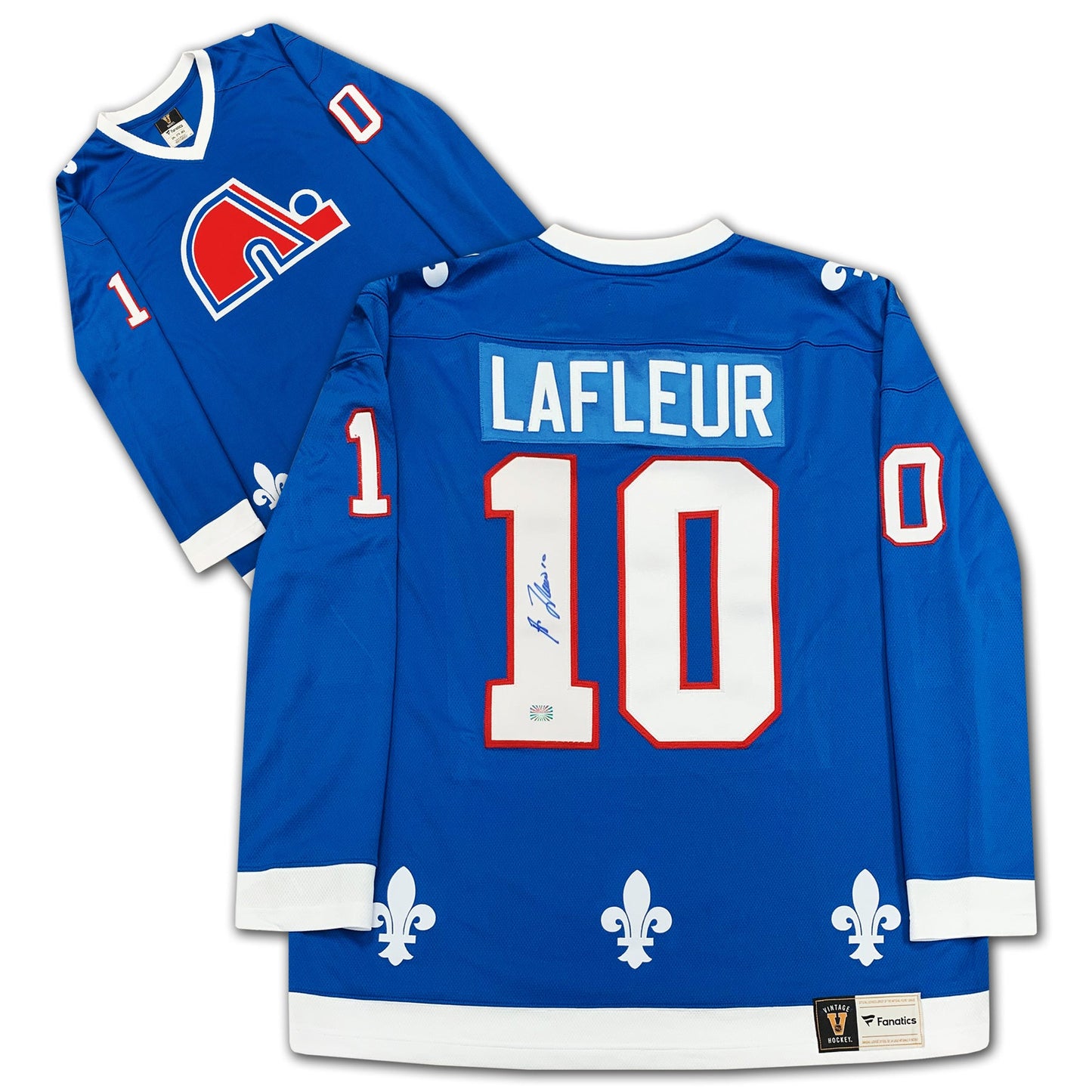 GUY LAFLEUR AUTOGRAPHED QUEBEC NORDIQUES BLUE JERSEY – SIGNED NHL HOCKEY MEMORABILIA COLLECTIBLE (SIZE L OR XL)