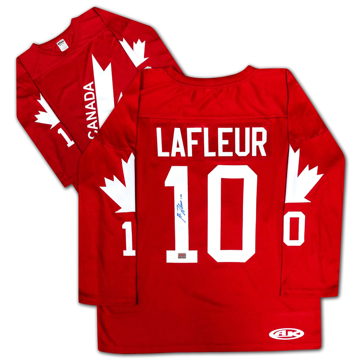 GUY LAFLEUR AUTOGRAPHED TEAM CANADA 1976 RED JERSEY – SIGNED NHL & INTERNATIONAL HOCKEY MEMORABILIA (SIZE L OR XL)