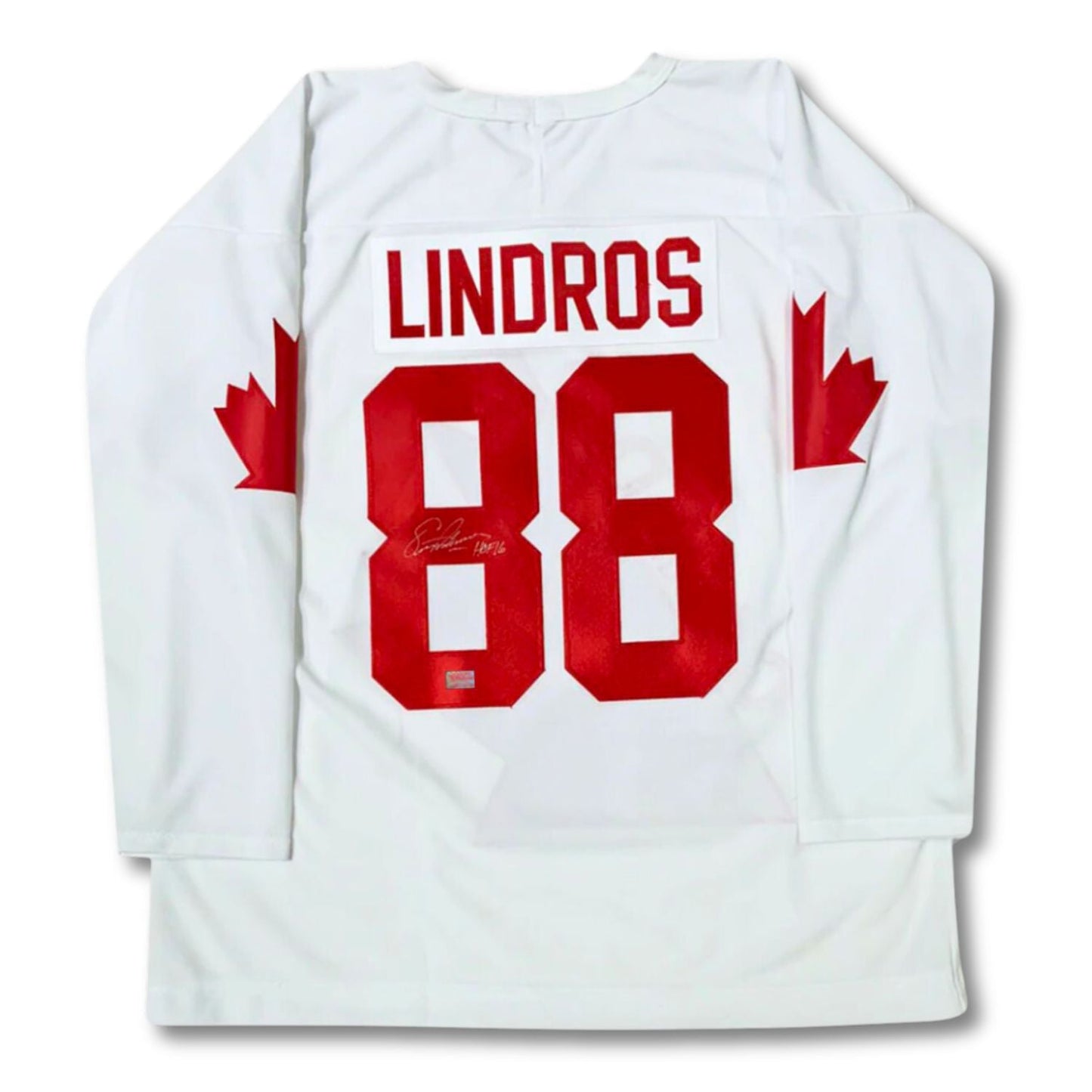 ERIC LINDROS AUTOGRAPHED & INSCRIBED TEAM CANADA JERSEY – HHOF INSCRIPTION – SIGNED HOCKEY MEMORABILIA COLLECTIBLE (SIZE L OR XL)