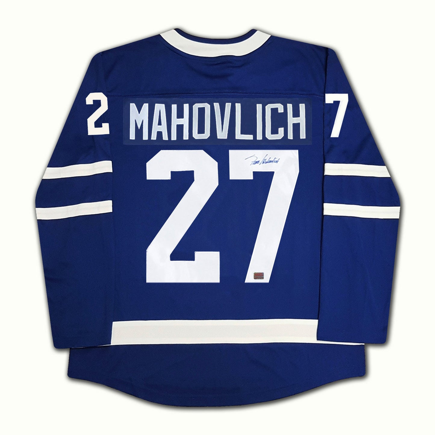 FRANK MAHOVLICH AUTOGRAPHED TORONTO MAPLE LEAFS BLUE JERSEY – SIGNED NHL HOCKEY MEMORABILIA COLLECTIBLE (SIZE L OR XL)