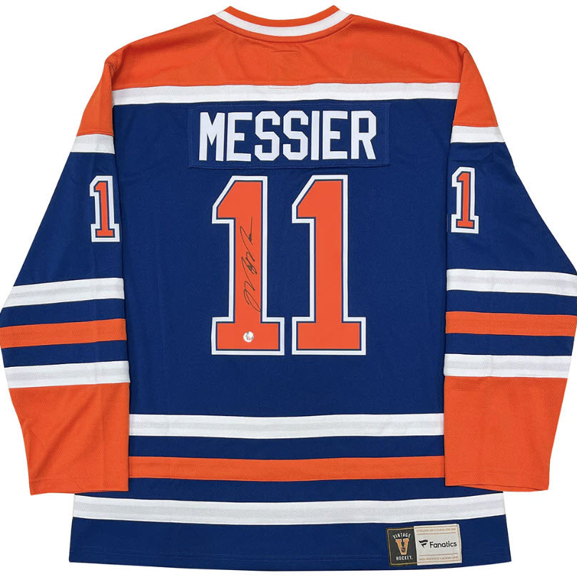 MARK MESSIER AUTOGRAPHED EDMONTON OILERS BLUE JERSEY – SIGNED NHL HOCKEY MEMORABILIA COLLECTIBLE (SIZE L OR XL)