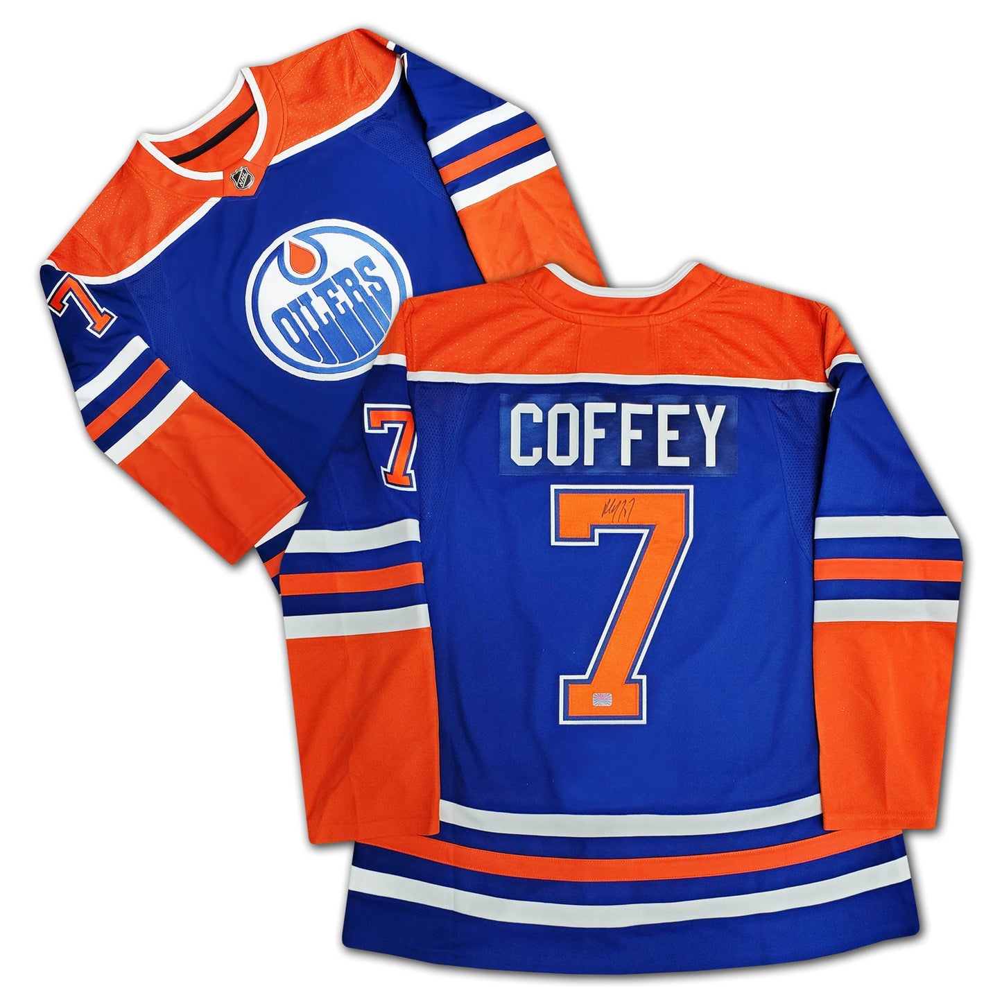 PAUL COFFEY AUTOGRAPHED EDMONTON OILERS BLUE JERSEY – SIGNED NHL HOCKEY MEMORABILIA COLLECTIBLE (SIZE L OR XL)