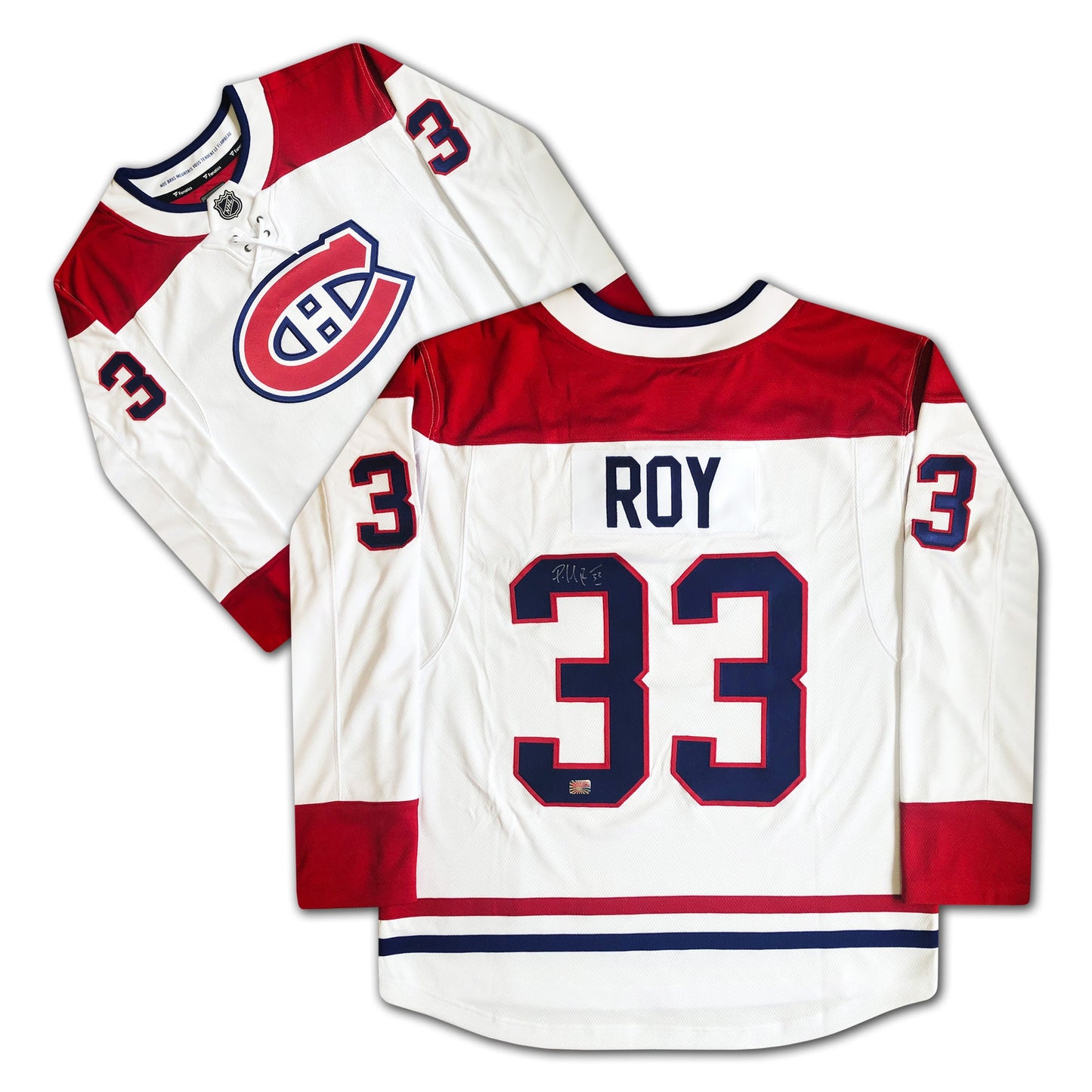 PATRICK ROY AUTOGRAPHED MONTREAL CANADIENS WHITE JERSEY – SIGNED NHL HOCKEY MEMORABILIA COLLECTIBLE (SIZE L OR XL)