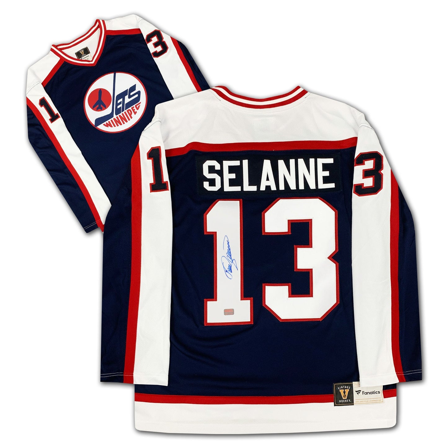 TEEMU SELANNE AUTOGRAPHED WINNIPEG JETS WHITE JERSEY – SIGNED NHL HOCKEY MEMORABILIA COLLECTIBLE (SIZE L OR XL)