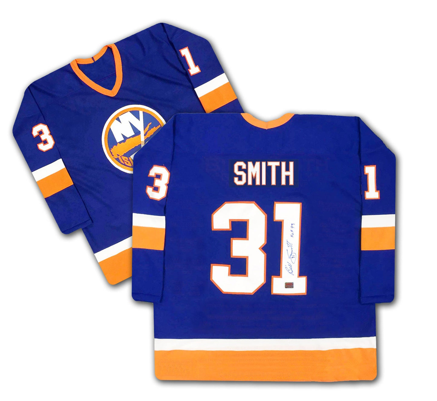 BILLY SMITH AUTOGRAPHED NEW YORK ISLANDERS BLUE JERSEY – SIGNED NHL HOCKEY MEMORABILIA COLLECTIBLE (SIZE L OR XL)