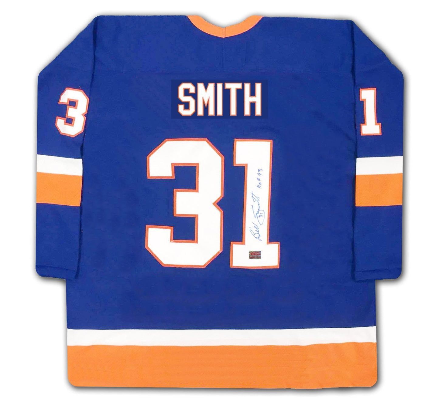 BILLY SMITH AUTOGRAPHED NEW YORK ISLANDERS BLUE JERSEY – SIGNED NHL HOCKEY MEMORABILIA COLLECTIBLE (SIZE L OR XL)