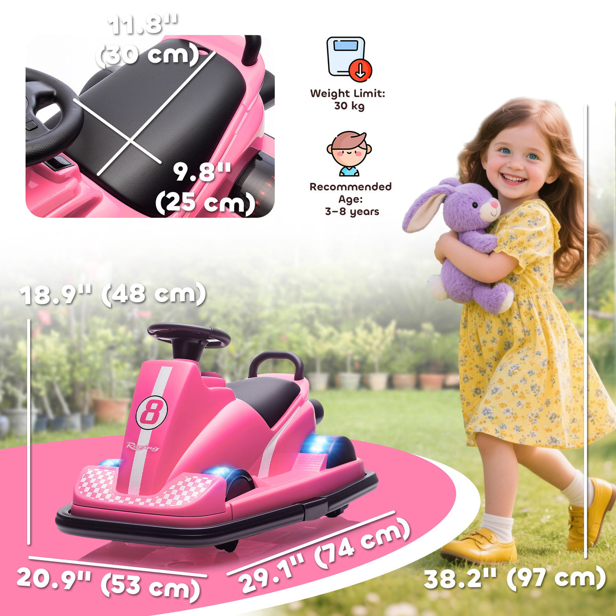 Bumper Car for Kids, 6V Battery Powered Bumping Car with 360 Degree Spin, Dual Motors, Music, for 3-8 Years, Blue