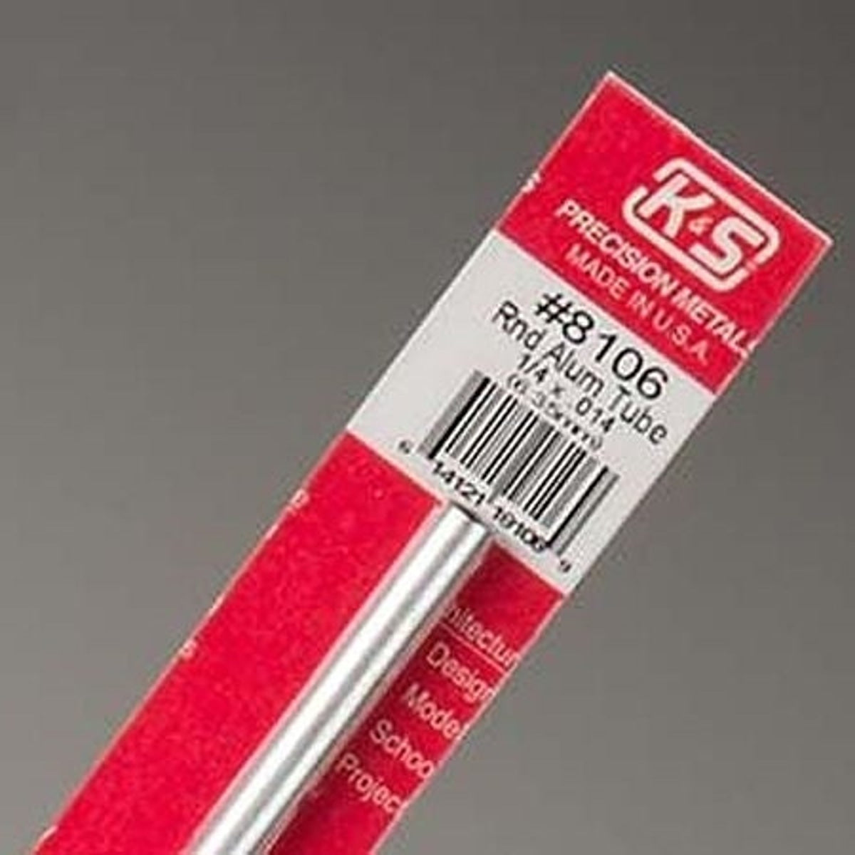 K&S Precision Metals #8106 Aluminum  Copper Tube 1/4" x 12" Carded NIB