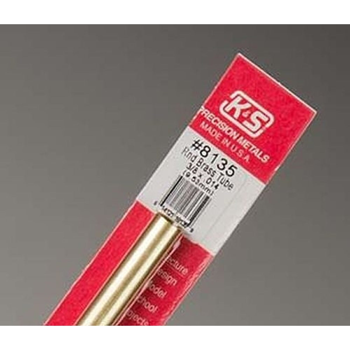 K&S Precision Metals #8135 Round Brass Tube 3/8" x 12" Carded NIB
