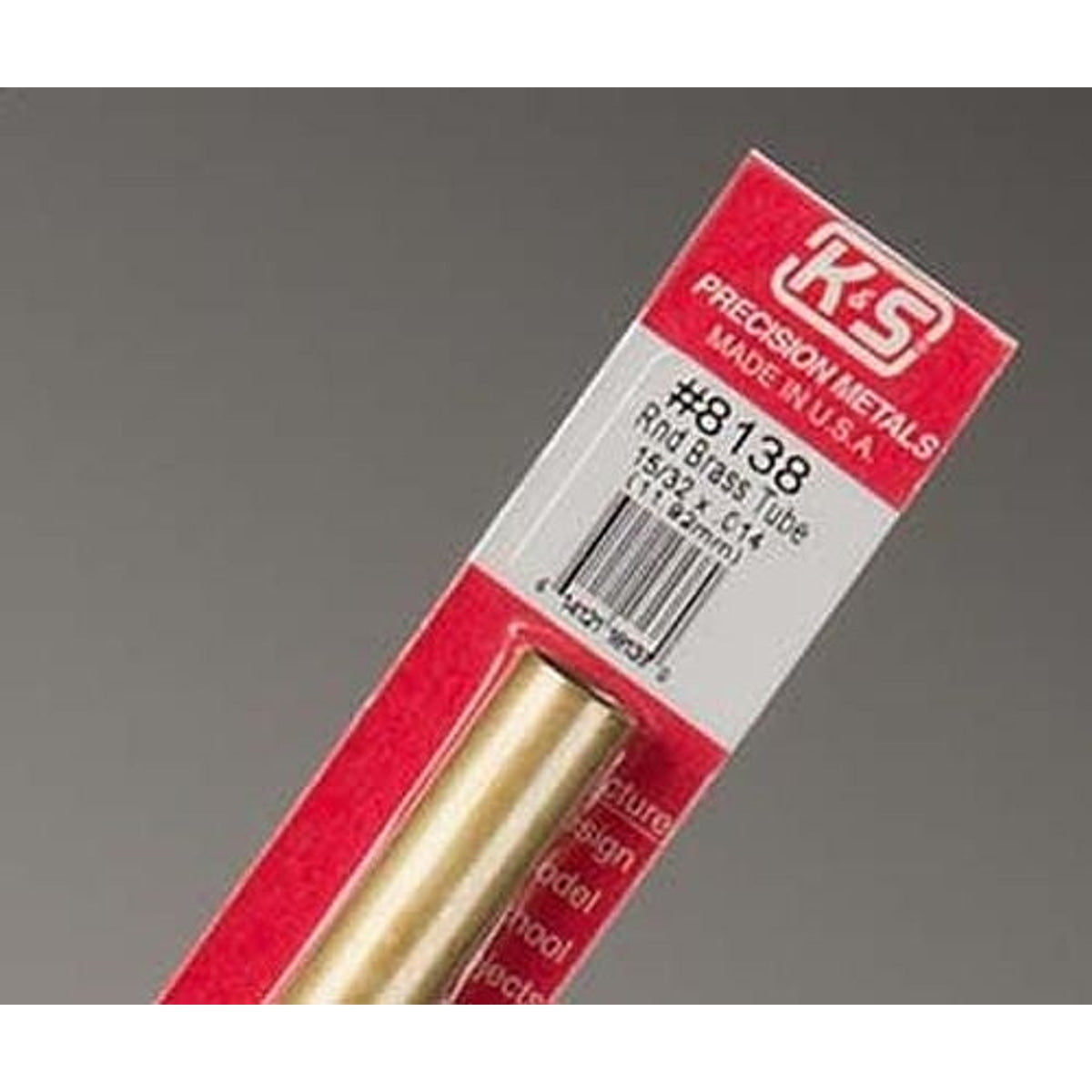 K&S Precision Metals #8138 Round Brass Tube 15/32" x 12" Carded NIB