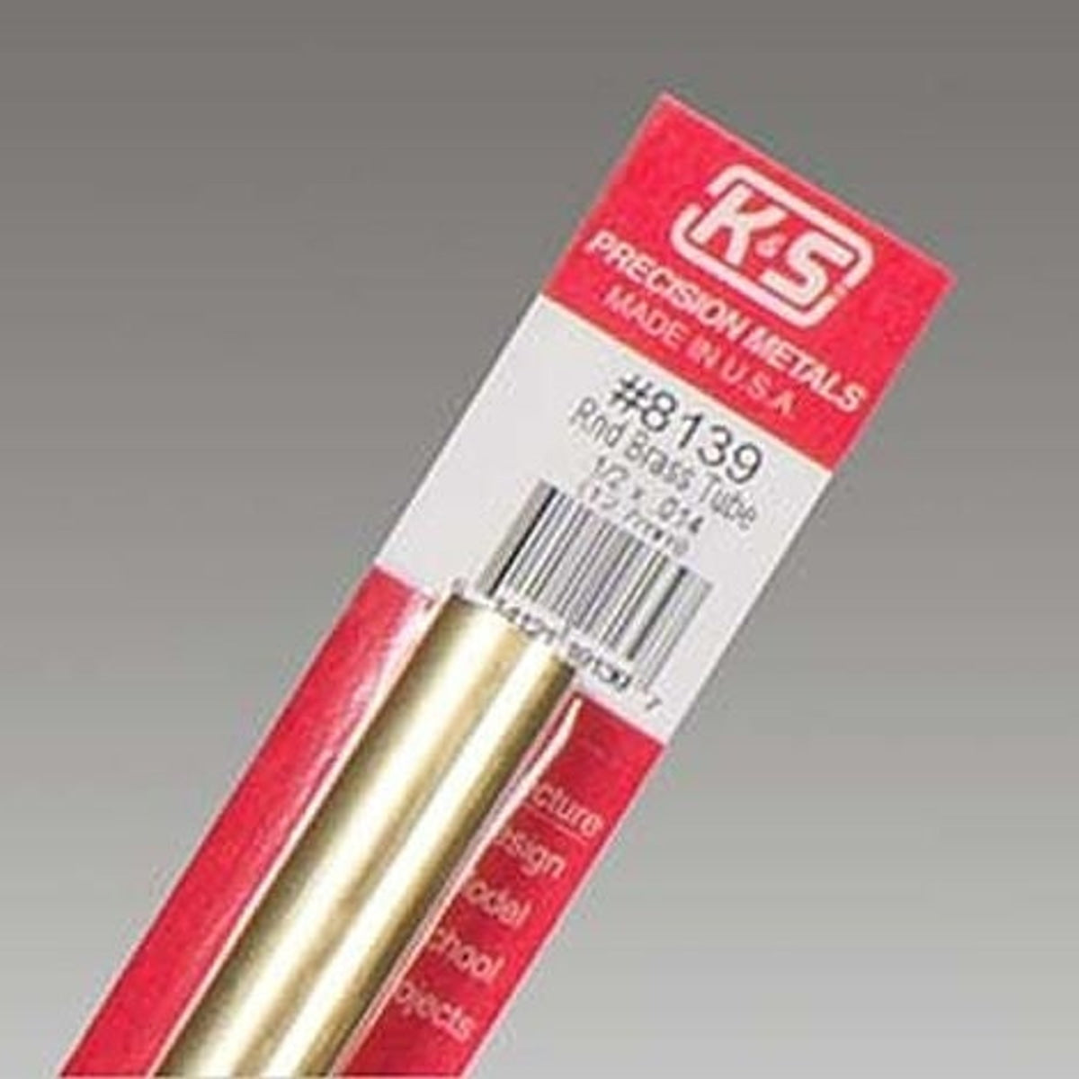 K&S Precision Metals #8139 Round Brass Tube 1/2" x 12" Carded NIB