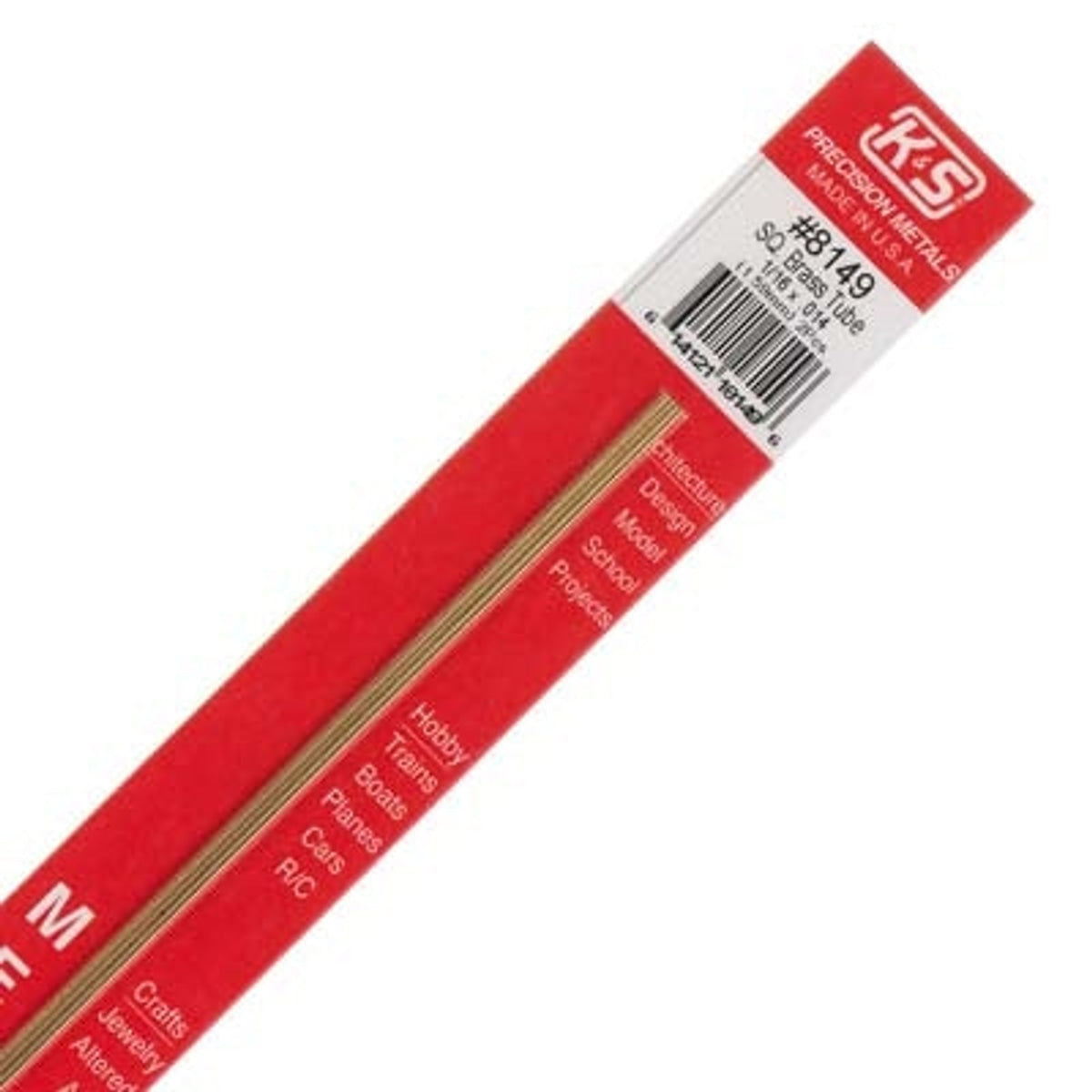 K&S Precision Metals #8149 Square Brass Tube 1/16" x 12" Carded Pkg of 2 NIB
