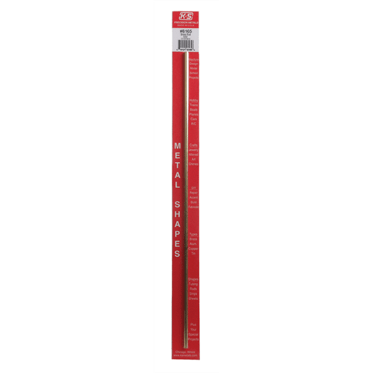 K&S Precision Metals #8165 5/32" (4mm) x 12" (30cm) Long Solid Brass Rod Carded NIB