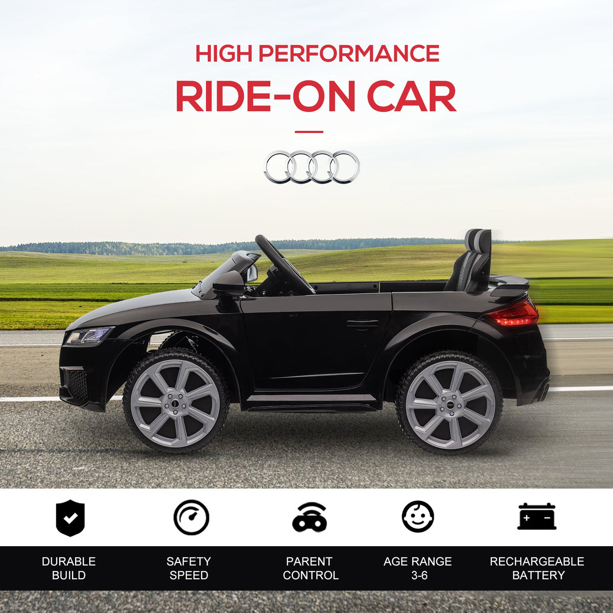 Officially Licensed Kids Ride-On Car 6V Battery Powered Vehicle Perfect Gift For Kids with Remote Control, Suspension Wheel, Adjustable Speed, Black