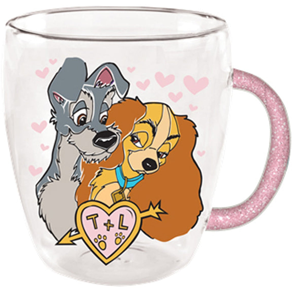 Lady & the Tramp 14oz Glass Mug with Glitter Handle