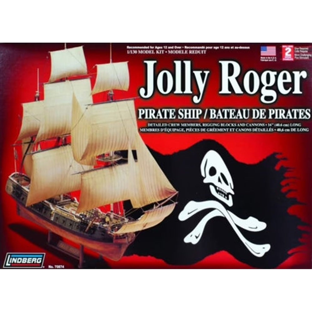 Lindberg 70874 Jolly Roger Pirate Ship 1/133 Scale Plastic Model Kit NIB