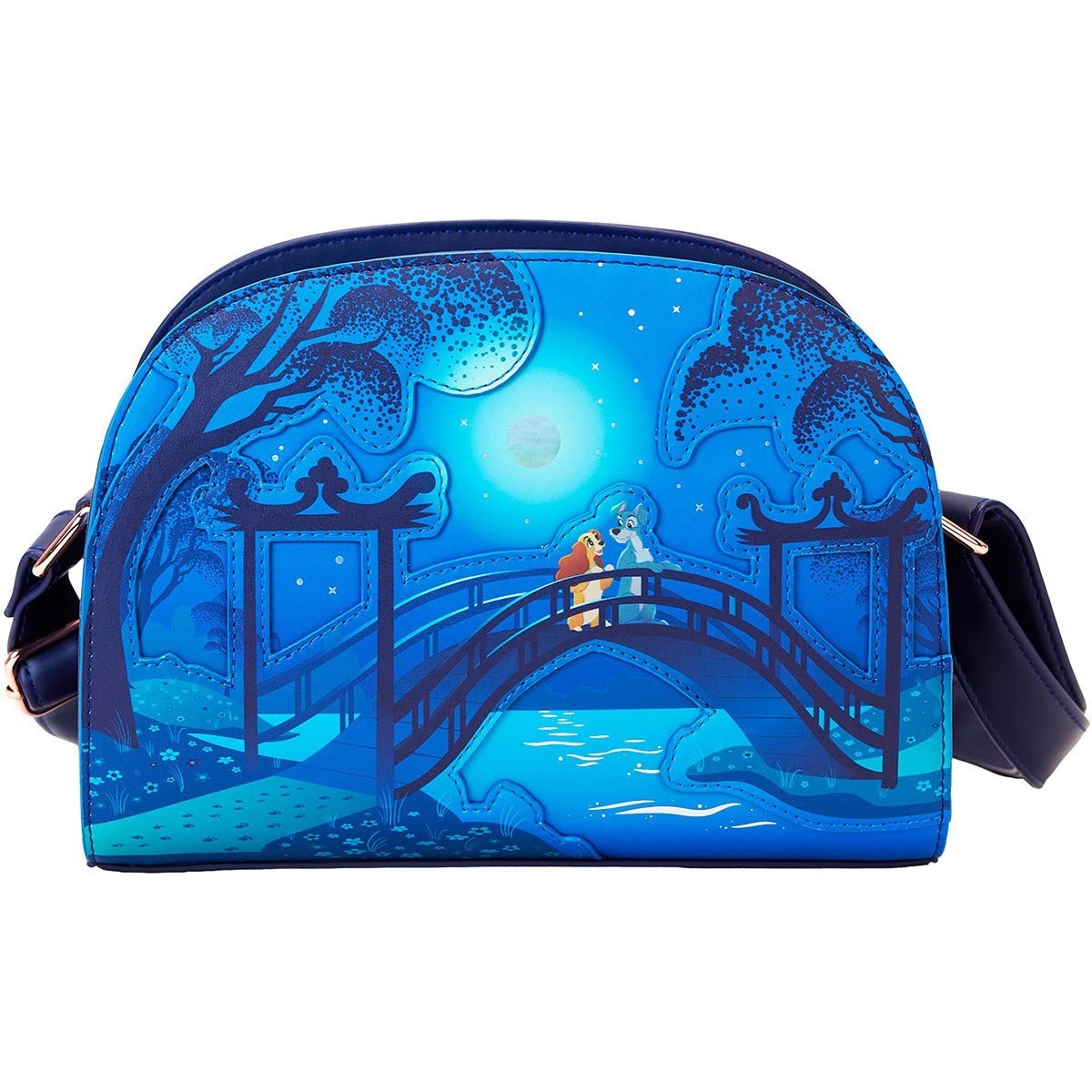 Loungefly Disney Lady And The Tramp 70th Anniversary Moonlight Stroll Crossbody Bag