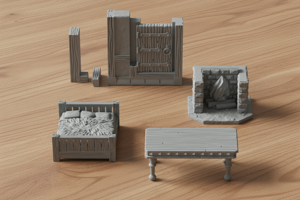 28mm Medieval Cottage Interior – Dragonshire RPG Terrain