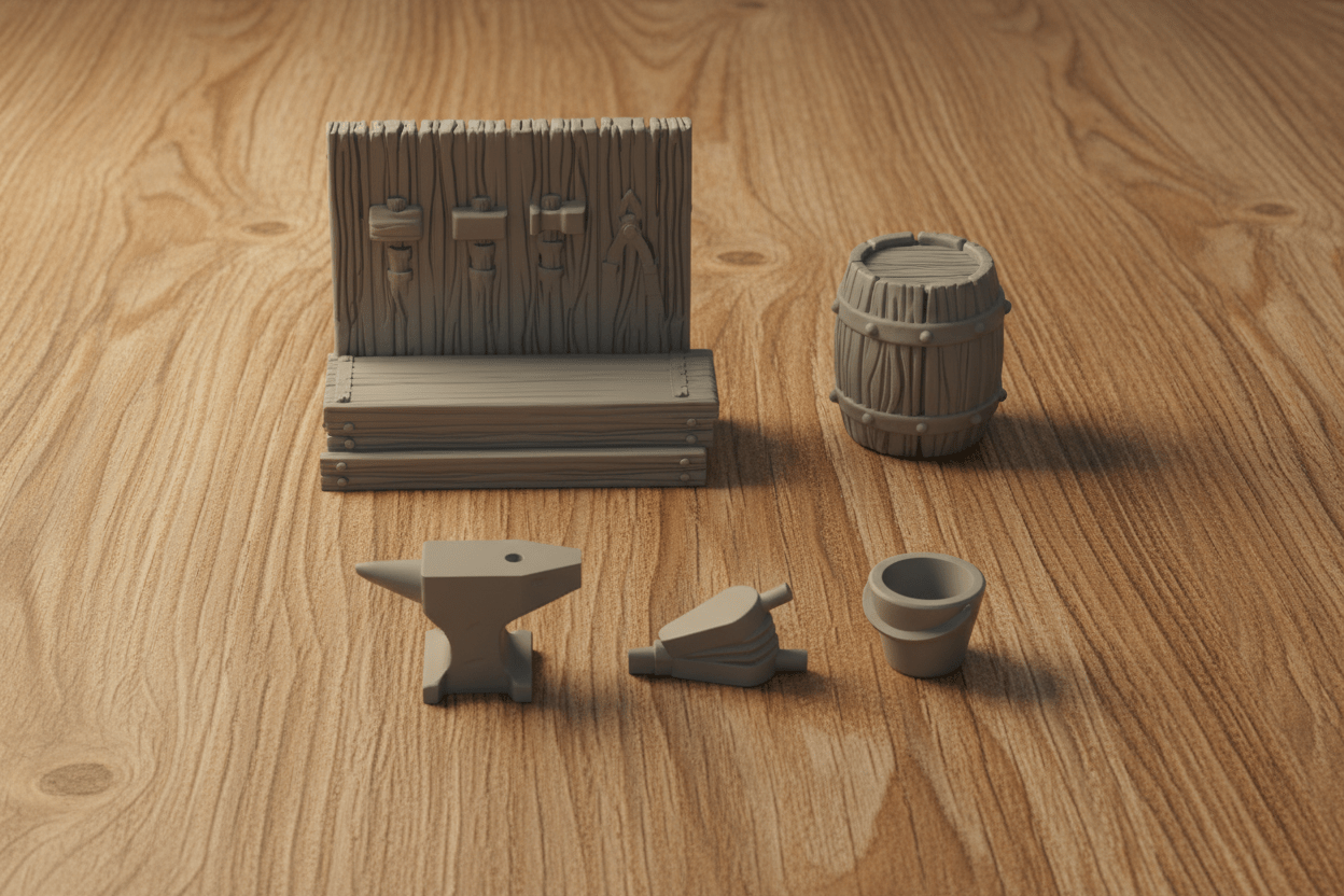 28mm Medieval Blacksmith Shop Terrain – Removable Roof
