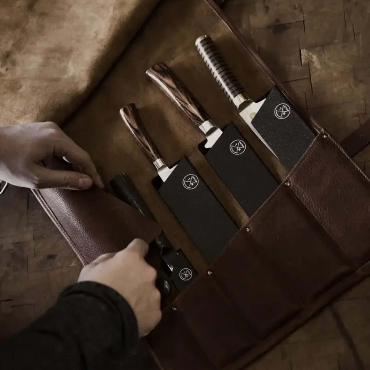 WITLOFT -  Handmade leather Knife Role ( 5 Compartments)