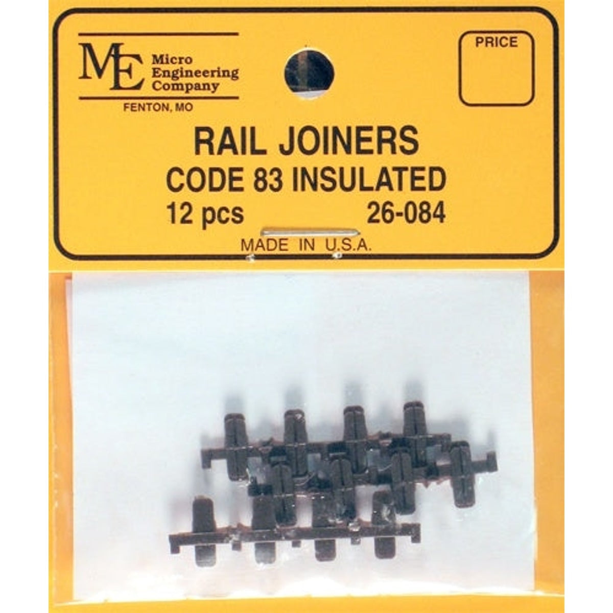 Micro Engineering 26-084 HO Code 83 Insulated Rail Joiners Pkg of 12 NIB