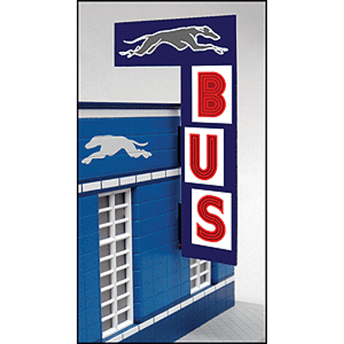 Micro Structures Light Works 5881 HO/O Vertical Bus Station Animated Neon Billboard KIT