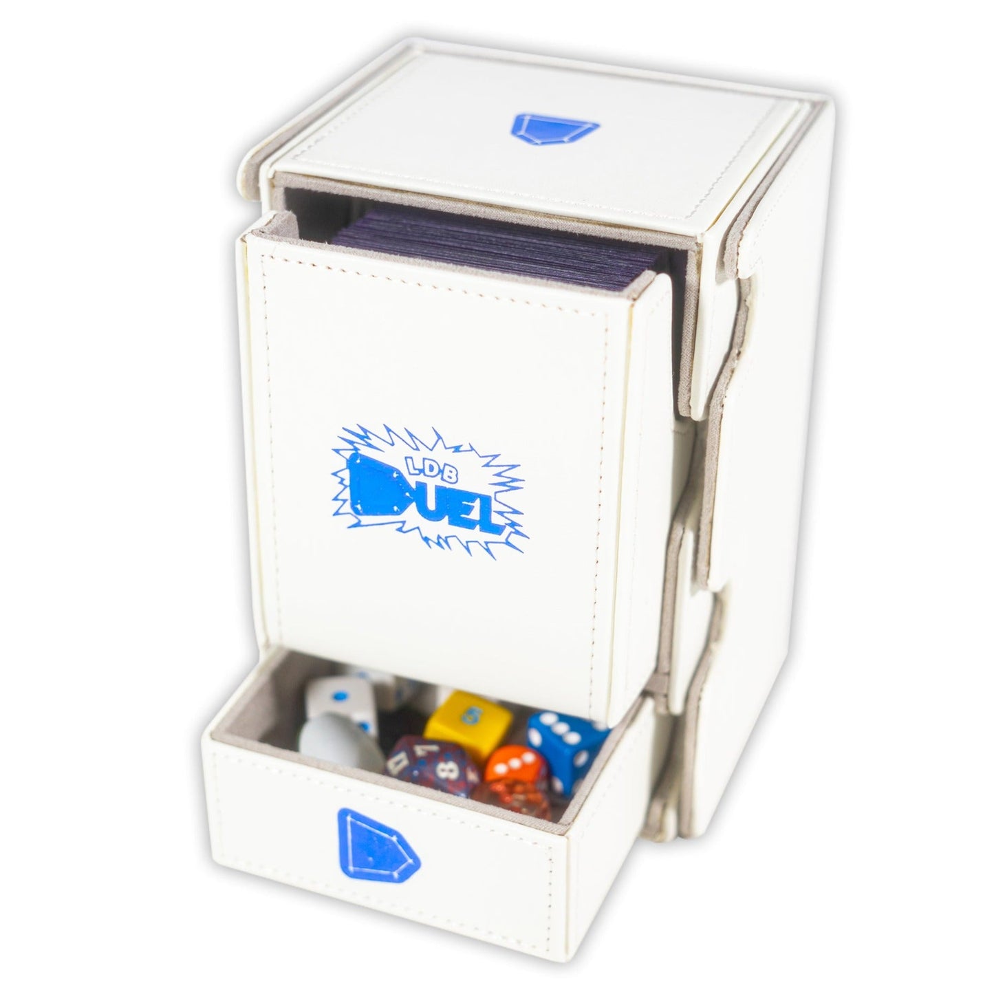 White - Mach 3 - Deck Box - Holds 100 Double Sleeved Cards - Magnetic Removable Lid